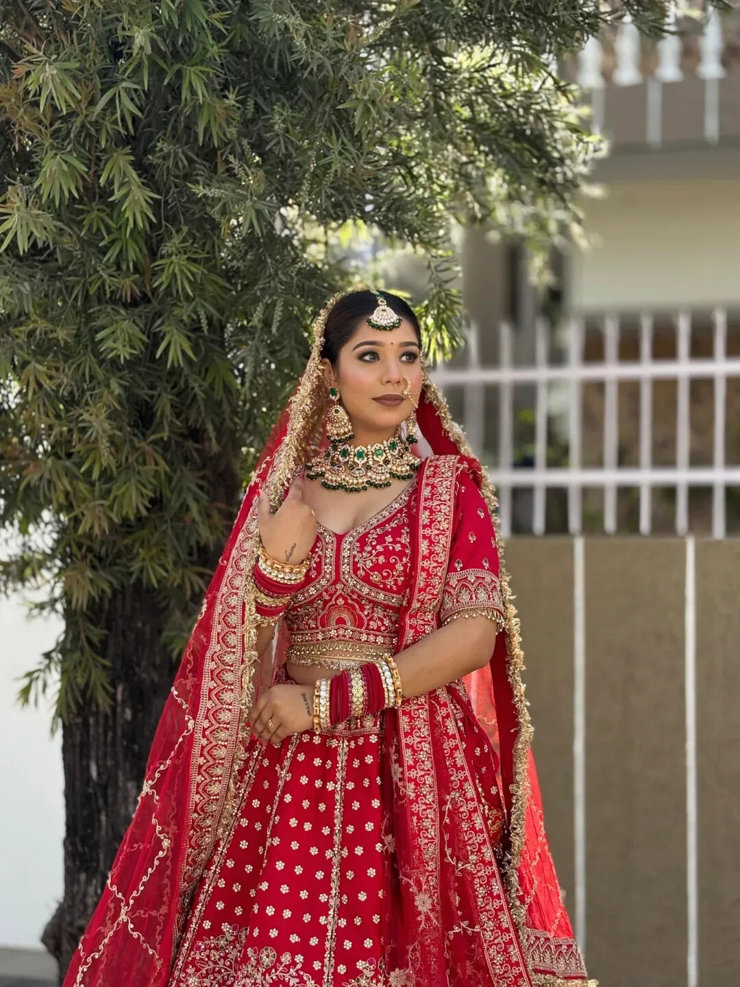 Bridal makeup – red lehenga bride